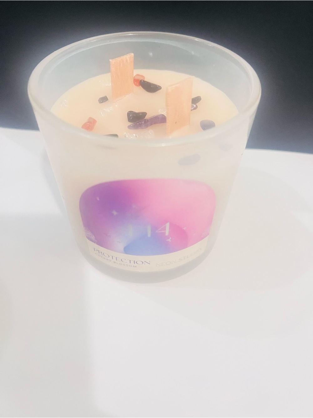 Protection Scented Candle - White with Purple Accent
